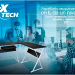 Escritorio Esquinero Xtech Xtf-Cd433 En L/Acero/Madera/128X118X74Cm/Negro