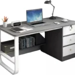 Escritorio Generico 1611/Con Faldon/Un Cajon/120X60X75Cms/Cubierta De Melamina/Estructura Metalica/Tono Madera
