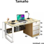 Escritorio Generico 1611/Con Faldon/Un Cajon/120X60X75Cms/Cubierta De Melamina/Estructura Metalica/Tono Madera