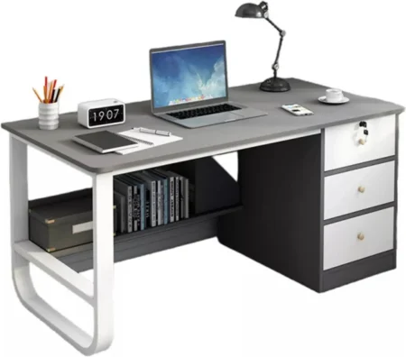 Escritorio Generico 1611/Con Faldon/Un Cajon/120X60X75Cms/Cubierta De Melamina/Estructura Metalica/Tono Madera