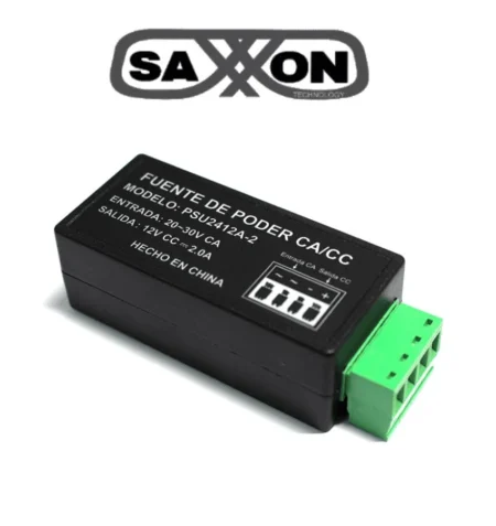 Fuente De Poder Saxxon Psu2412A2/Corriente Alterna A Corriente Directa/Voltaje De Entrada 20V Ca A 30V Ca/Voltaje De Salida 12V Cd/2 Ampere