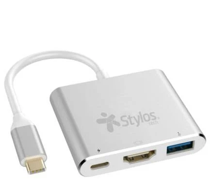 Hub 7 En 1 Stylos Stcbhub71G HDMI/USB/SD/USB-C/MicroSD/Compatible Con Iphone 16Pro Max/Color Gris (Openbox)