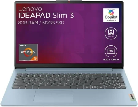 Lenovo Ideapad Slim 3, 15Abr8, 15.6″,AMD Ryzen 5, 8 Gb, 512 Gb, W11H, Frost Blue
