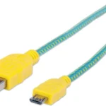 Cable USB V2 A-Micro B Bolsa Textil 1.0M Amarillo/Verde.