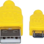Cable USB V2 A-Micro B Bolsa Textil 1.0M Amarillo/Verde.