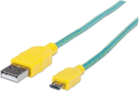 Cable USB V2 A-Micro B Bolsa Textil 1.0M Verde/Negro