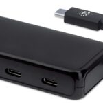 Hub 2 Puertos USB-C 3.2 Gen1 + 2 Puertos USB Tipo C, Manhattan 164894, 5000 Mbit/S, Negro
