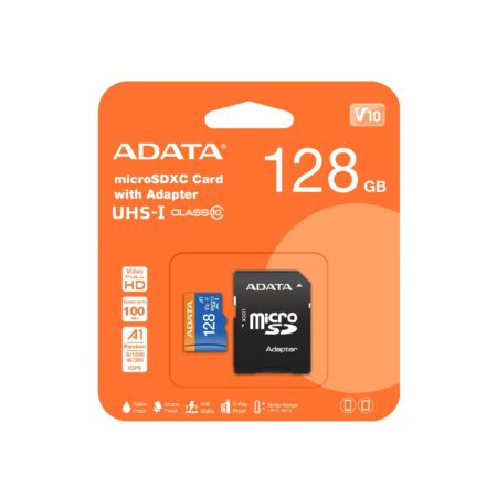 Adata MicroSD Premier 128Gb Class10-Retail A1 Adapater Azul Aus