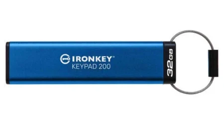 Memoria USB 32Gb Kingston Ikkp200/32Gb Ironkey Keypad 200, Usb3.2/IP68/Color Azul