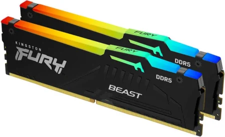 Memoria DDR5 64Gb 5600Mhz Kingston Fury Beast(2X32Gb)/Negro/Cl36/Xmp/Expo/Dimm/Kf556C36Bbek2-64