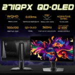 Monitor 27" MSI Mag 271Qp Qd-OLED X28/Qd-OLED/HDMI/USB/DP/280Hz/2560X1440/0.03Ms/Negro