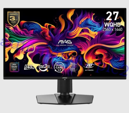 Monitor 27″ MSI Mag 271Qp Qd-OLED X24/Qd-OLED/HDMI/DP/2560X1440/240Hz/0.03Ms/Negro