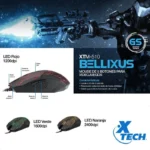 Mouse Inalambrico Xtech Xtm-310Gn/1600Dpi/4 Botones/2.4Ghz/Optico/USB/Negro-Verde
