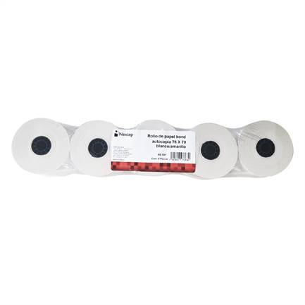 Paquete C/5 Rollos Papel Bond Nextep Ne-531 De 76X70Mm/Blanco-Amarillo