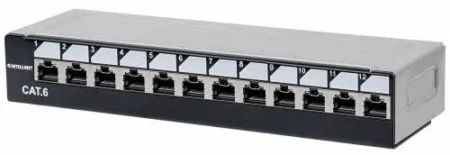 Patch Panel De 12 Puertos Cat6 Sin Blindar Para Escritorio Intellinet 720625 Color Negro/Plata