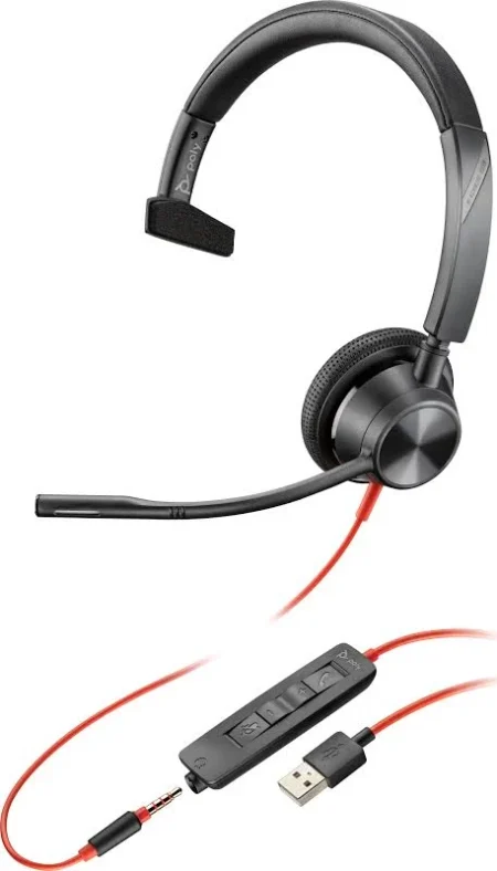HP Poly Blackwire 3315 Mono Teams USB-C Hdset 3.5 USB-C/A Adpt