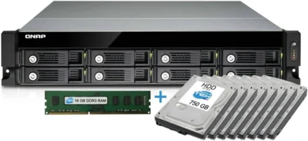 NAS Qnap Rack 8 Slots 2Psu 4G B RAM Exp+5Gb Flash Proc AMD Ryzen