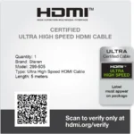 Cable HDMI 2.1 5M - 8K 60Hz Cert Ultra Alta Velocidad
