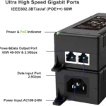 HP Poly PoE 65W 2.5G Adapter With 3.66M Cat6A Cable Power Cord
