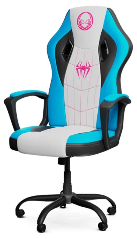Silla Gamer Marvel Xtech Xtf-Mc100Sg Blanco-Turquesa/Hasta 120Kg/Pu Y Pvc De Alta Calidad/Edicion Spider-Man Ghost Spider