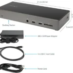 Docking Station USB-C Para 3 Monitores 5X USB Gbe Pd 100W