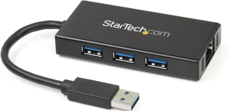 Hub USB 3.0 Aluminio Con Cable 3 Puertos Y Adaptador Ethernet .