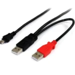 Cable De 1.8M USB En Y Para Discos Externos 2X Usba A 1X Min.b