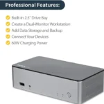 Docking Station Pd Para Laptop USB-C 4K Para 2 Pantallas