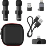 Microfono Inalambrico Steren Mic-9010 De Solapa USB/USB-C/Lightning/20M De Alcance/Negros