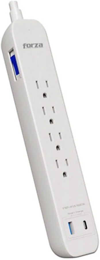 Barra Multicontacto Forza Fsp-451Usbcw/4 Contactos/500 Joules/1X USB-A/1X USB-C/Blanco