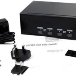Conmutador Switch Kvm De 4 Pc 2 Pantallas DVI VGA Audio USB