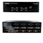 Conmutador Switch Kvm De 4 Pc 2 Pantallas DVI VGA Audio USB
