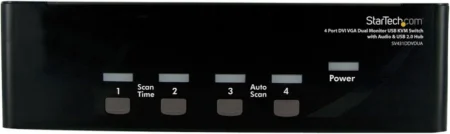 Conmutador Switch Kvm De 4 Pc 2 Pantallas DVI VGA Audio USB