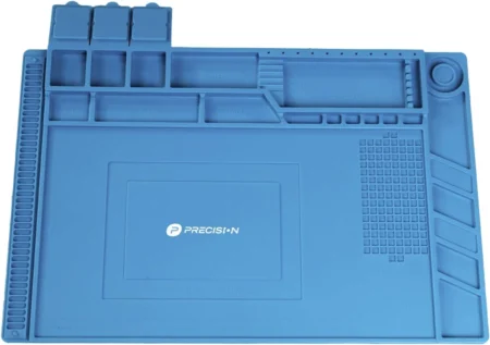 Tapete De Silicona Precision Pst-S03-001/45X30Cm/Resistente Al Calor Con Areas Magneticas Y De Almacenamiento De Componentes/Ideal Para La Reparacion De Equipos Y Tarjetas Electronicas.