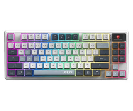 Teclado Inalambrico Mecanico MSI Forge Gk600 Tkl W Sky Us/Rgb/Multicolor/Ingles/Blanco Con Gris Y Azul