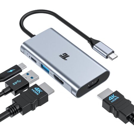 Adaptador Multifuncion USB C 4 HDMI Con Potencia Y USB A