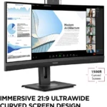 Curved Video Conferencing Monit With Windows Hello Compatible Ir