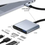 Adaptador Multipuertos USB-C A 2X HDMI Pd 100W Hub USB Red