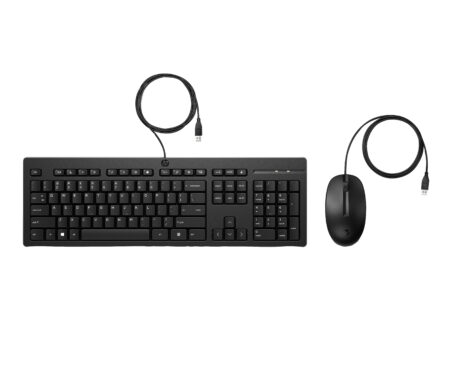 Kit De Teclado Y Mouse HP 225 Alambrico (Ax2Y7Aaabm). Conectividad Plug And Play, Tipo De Conexión USB Tipo A Con Cable, Color Negro