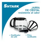 Cafetera Semiautomatica Con Filtro Reutilizable Shtark Sht-Caf-6Tz/6 Tazas/Vidrio/Plastico/Antigoteo/650W/Negra