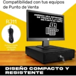 Cajon De Dinero Shopilinc Item88/5 Divisiones De Monedas/4 Divisiones De Billetes/Metalico/Con Cierre Automatico Manual Y Bloqueo/Negro