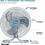 Set De 2 Ventiladores De Pedestal Shtark 16" Sht-Seve-Ngo/3Velocidades/110V/60Hz/Plastico Y Metal/Negro