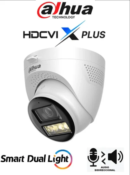 Camara Domo Dahua Dh-Hac-Hdw1500Tqn-Il-T/5Mpx/2.8Mm/Mic Integrado Y Audio Bidireccional/IP67/Iluminacion Dual Mediante Ir Y Luz Calida/ Hasta 40Mts De Iluminacion/Apertura Hasta 111°