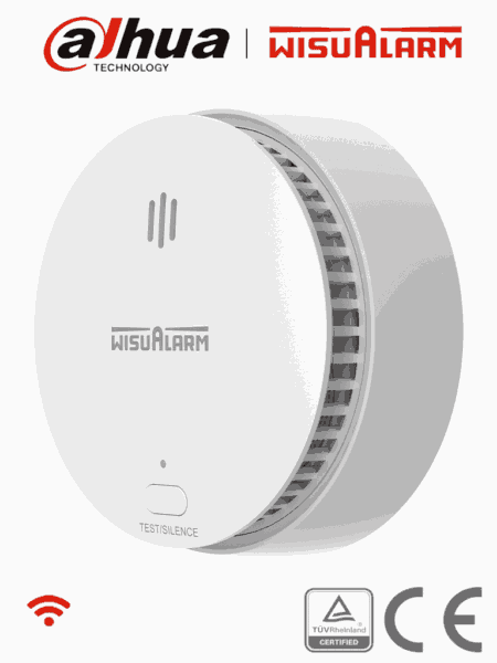 Detector De Humo WiFi Inteligente Dahua Dhi-Hy-Sa2Fa/2.4Ghz/Sensor Fotoelectrico/Sonido De Alarma De 85Db/Alarma Visual Y Audible/Envia Notificaciones En Tiempo Real