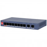 Switch Dahua Dh-Cs4010-8Et2Gt-110 De 10 Puertos/Administrable/8 Puertos PoE 10 & 100/2 Puertos Uplink Ge/2 Puertos PoE Con Suministro De Hasta 90W/110 Watts Totales/PoE 250M/5.6Gbps/Azul