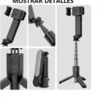 Estabilizador Portatil Para Celular Steren Gmb-3000/Bluetooth/Incluye Aro De Luz LED/Negro