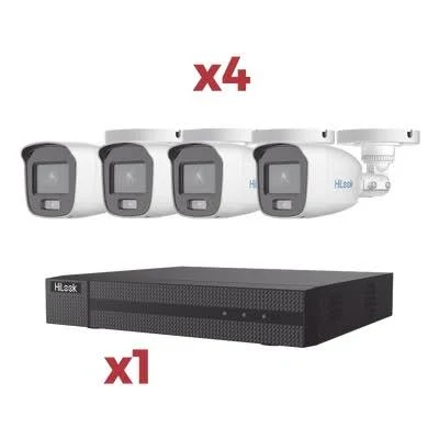 Kit Dvr 4 Canales Turbohd + 1 Canal IP Hilook Hl-24B-Kit De 2Mp/4 Camaras Bala/Coaxitron/1 Bahia De Disco Duro/Microfono Integrado/H.265+/H.265