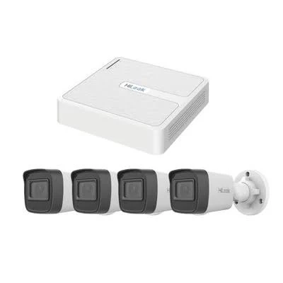 Kit IP Hilook Kiph4B/Ssd1Tb Nvr De 8 Canales Con 8 Puertos PoE/4Mp/2.8Mm/4 Camaras Bala/Microfono/Ssd1Tb/ H.265+/H.265/Bobina Cat6 305M