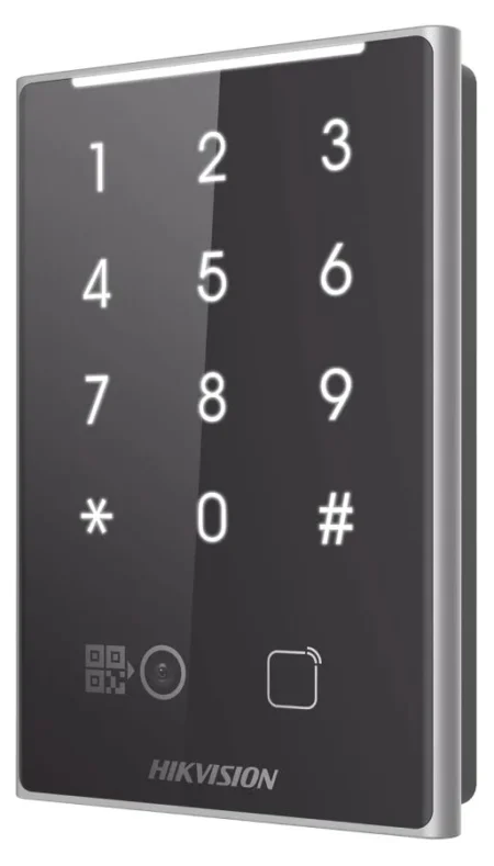 Lector De Tarjetas Prox Em Y De Codigos Qr Hikvision Ds-K1109Ekb-Qr/IP65/Teclado Para Contraseña/Comunicacion Rs485 Y Wiegand