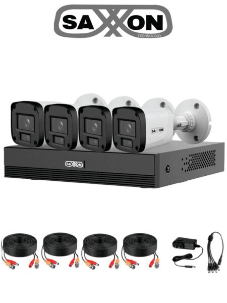 Saxxon Sua-Kit/Xvr1E04-I/4-B20P-0280B – Kit 4 Canales Hdcvi 1080P/ 4 Cámaras B20P 2.8Mm 100°/ Dvr Soporta Hasta 5 Ch IP Ysmd Policarbonato